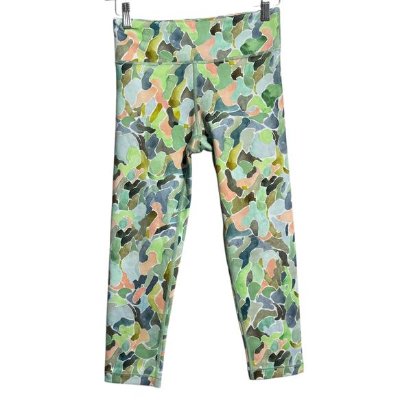 Athleta Girl High Rise Printed Chit Chat Capri Leggings - Girls XL 14 - Picture 1 of 7